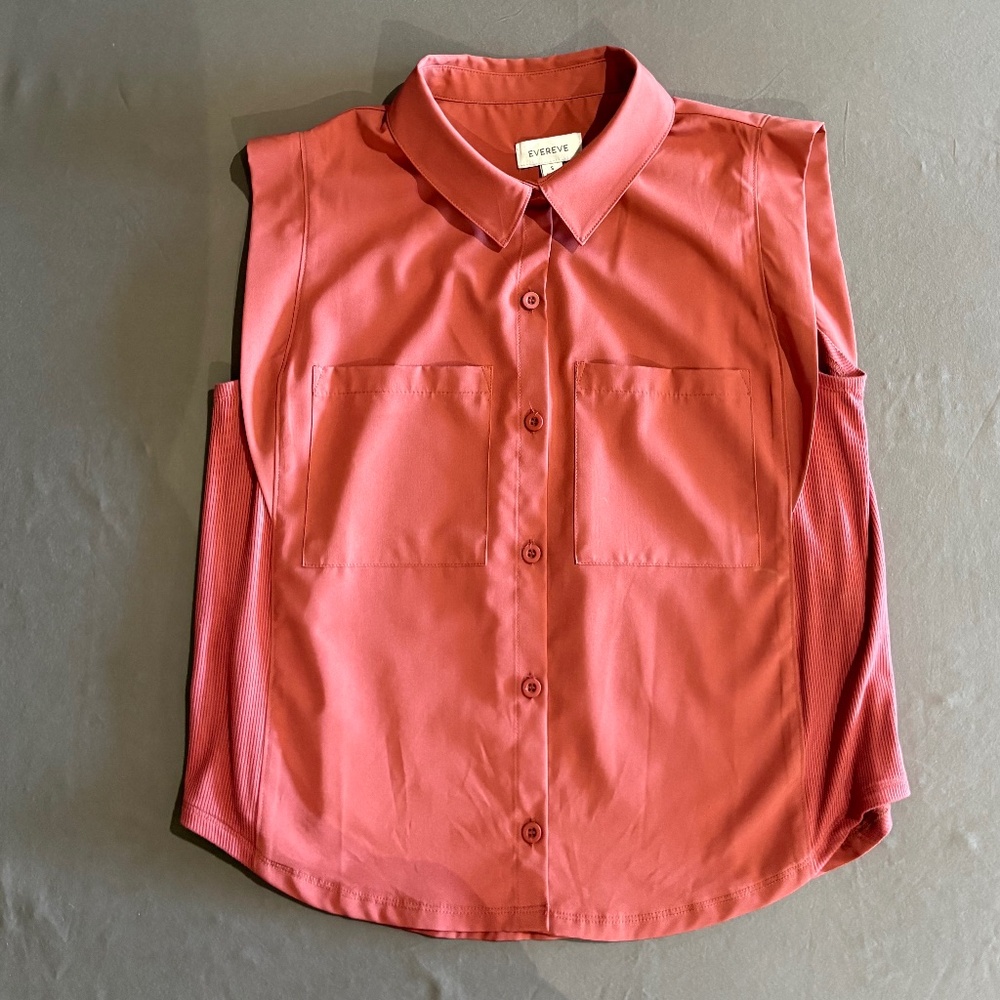 Evereve Scout Performance Button Down Utility Side Ribbed Stretch Panels Shirt